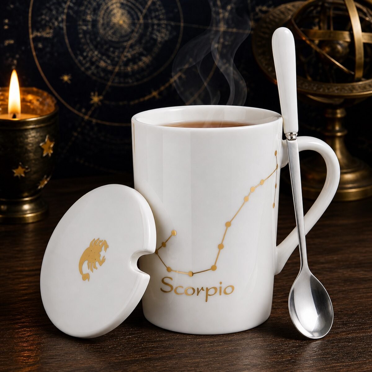 Scorpio Zodiac Constellation Ceramic Mug & Spoon Set