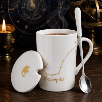 Scorpio Zodiac Constellation Ceramic Mug & Spoon Set