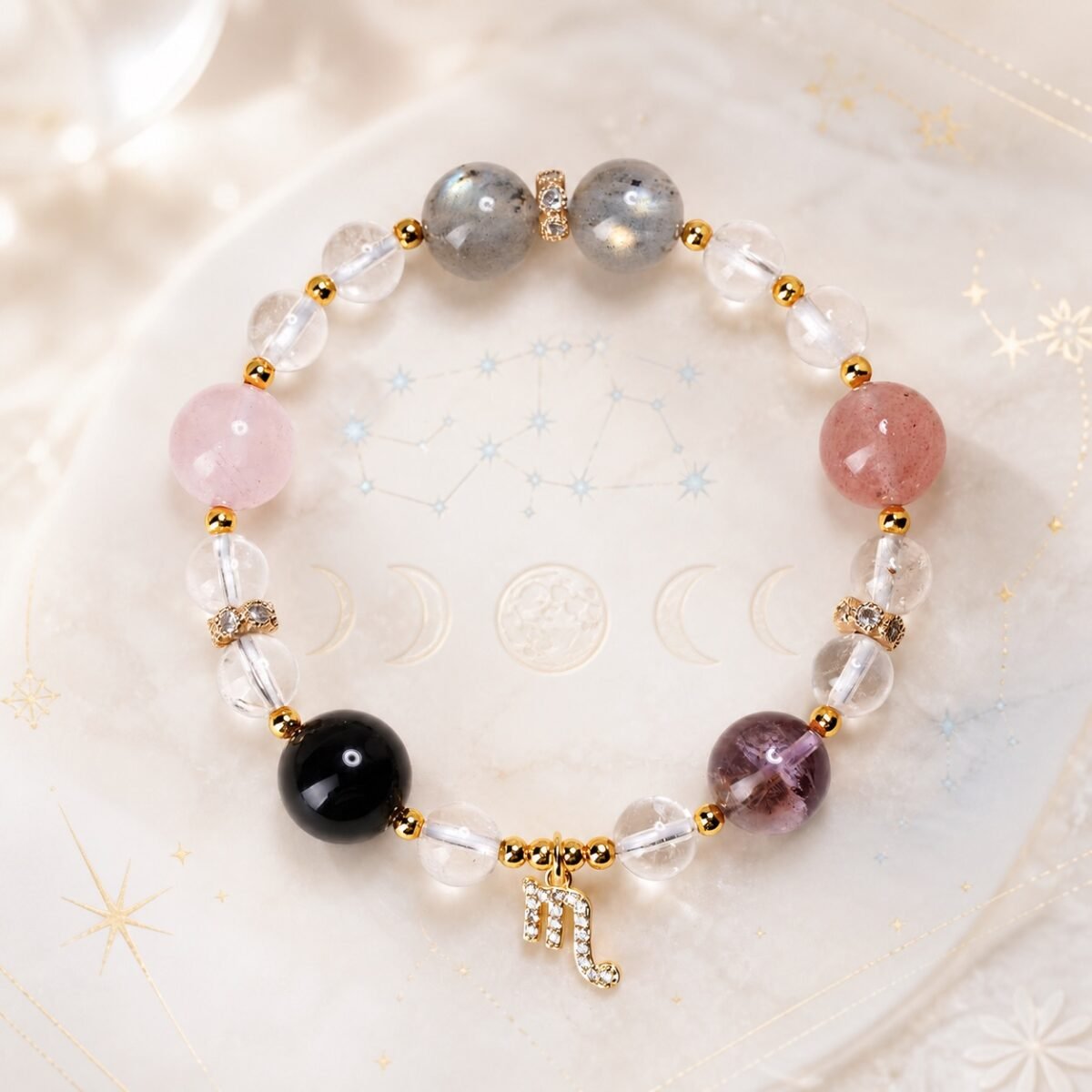 Scorpio Shadow & Gold Zodiac Crystal Bracelet