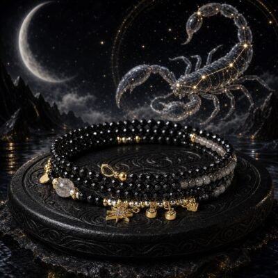 Scorpio Elemental Zodiac Crystal Wrap Bracelet