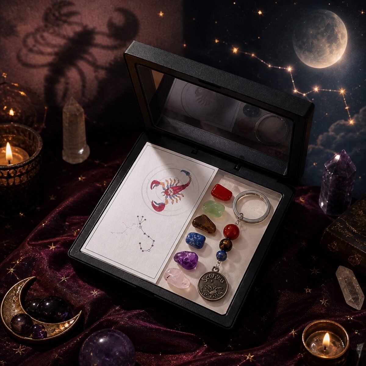Scorpio Seven Chakra Crystal Keychain Gift Set