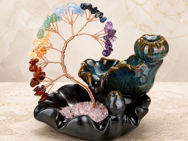Seven Chakra Crystal Tree Backflow Incense Burner