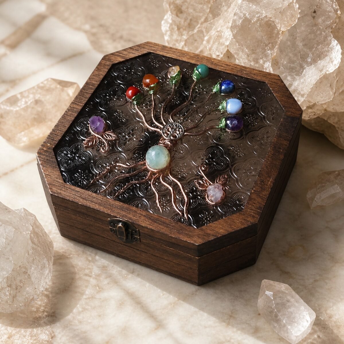 Seven Chakra Crystal Tree Jewelry Box