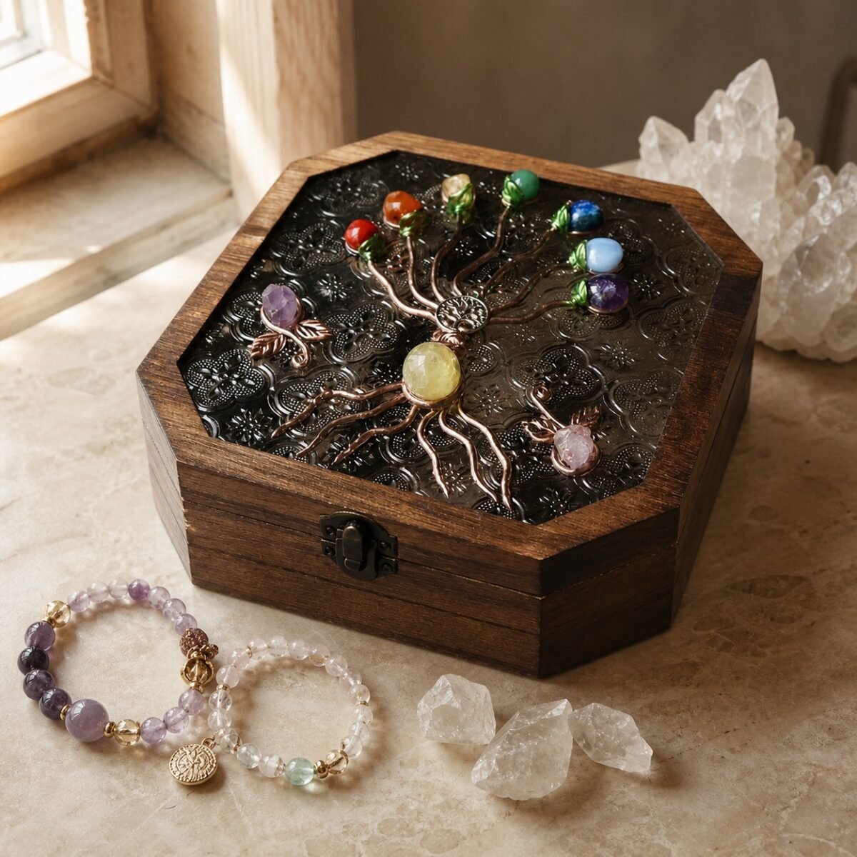 Seven Chakra Crystal Tree Jewelry Box