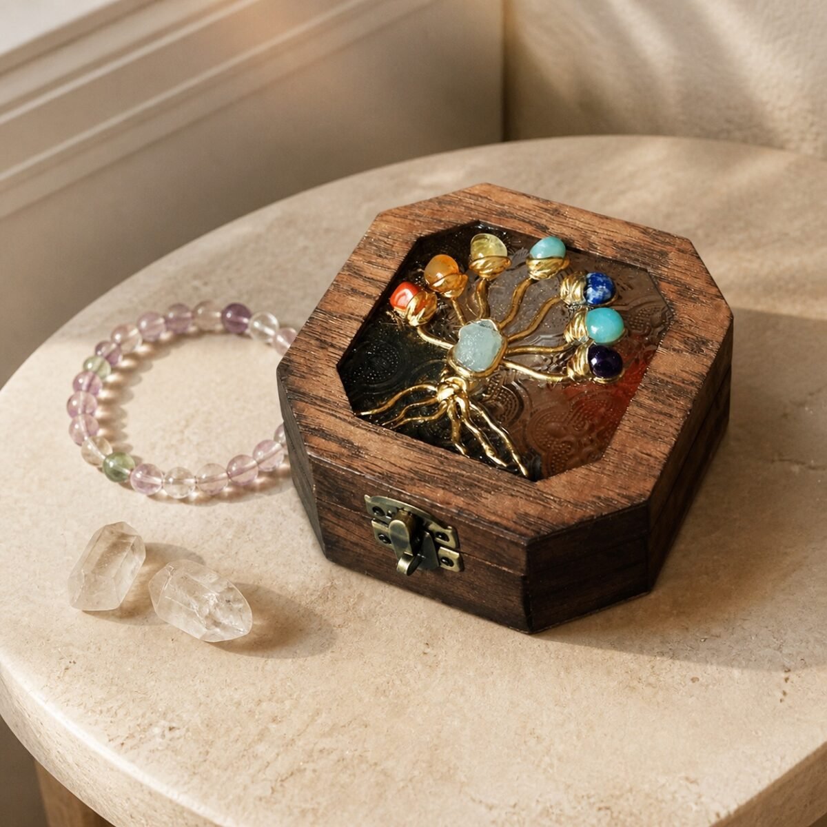 Seven Chakra Crystal Tree Jewelry Box