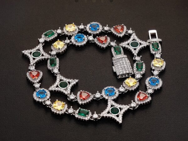 silver-celestial-gem-tennis-chain-01-main Silver Celestial Gem Tennis Chain with colourful gemstone links and 5A CZ accents