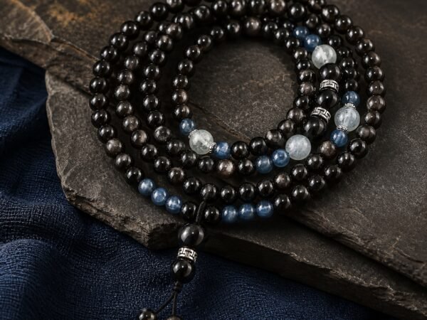 Silver Sheen Obsidian 108-Bead Mala