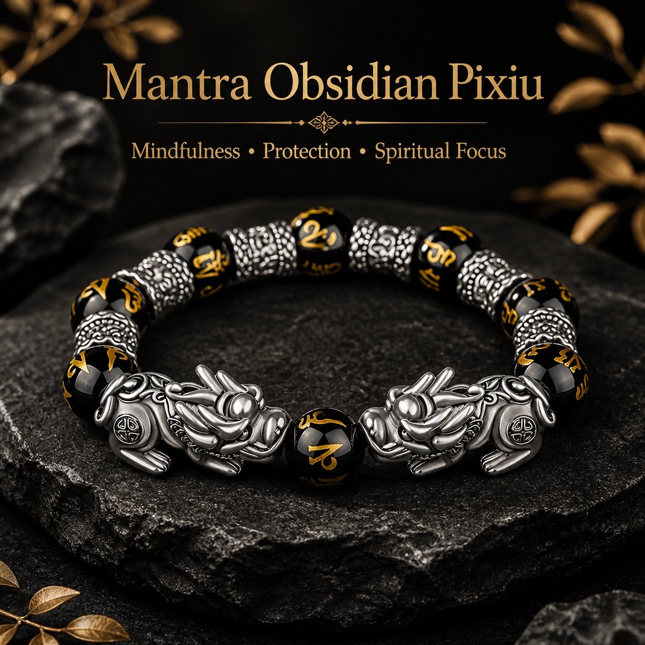 Mantra Guardian Obsidian Pixiu Bracelet
