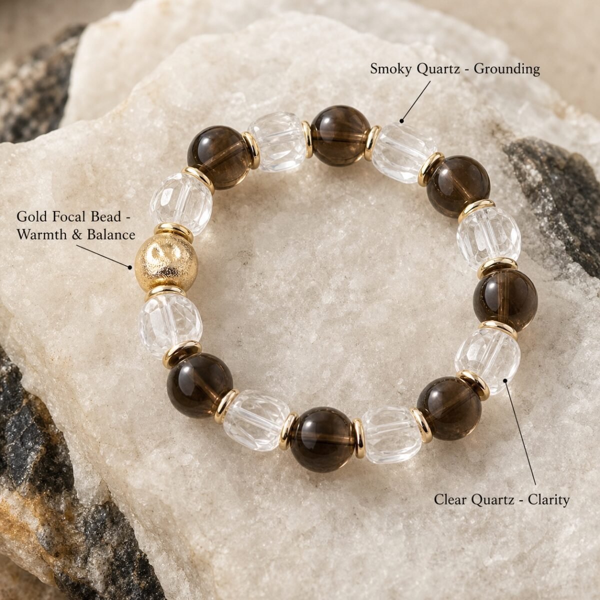 Smoky Quartz Clear Balance Bracelet