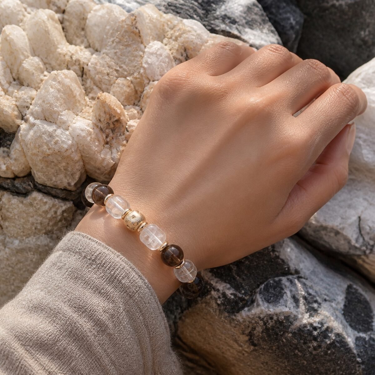 Smoky Quartz Clear Balance Bracelet