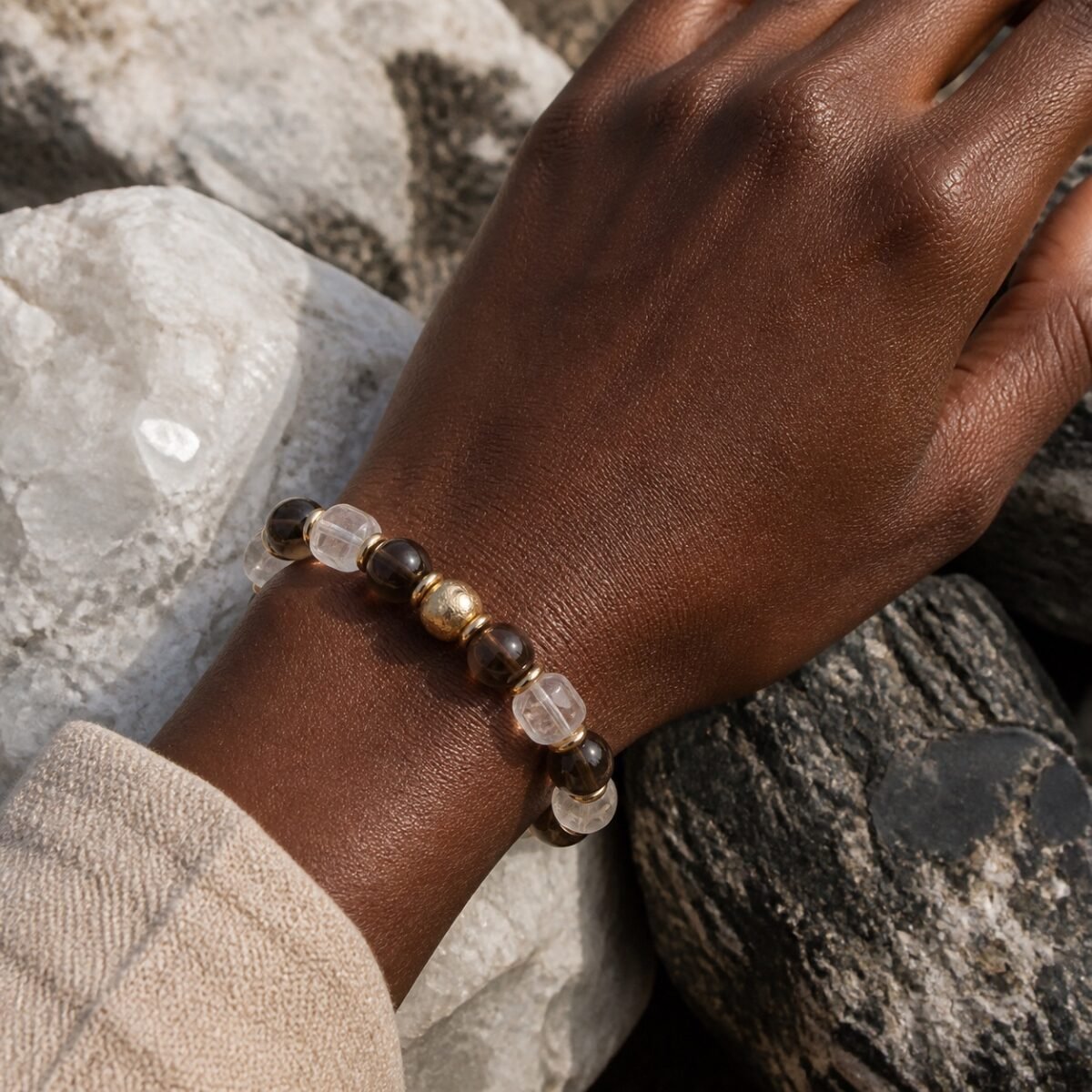 Smoky Quartz Clear Balance Bracelet