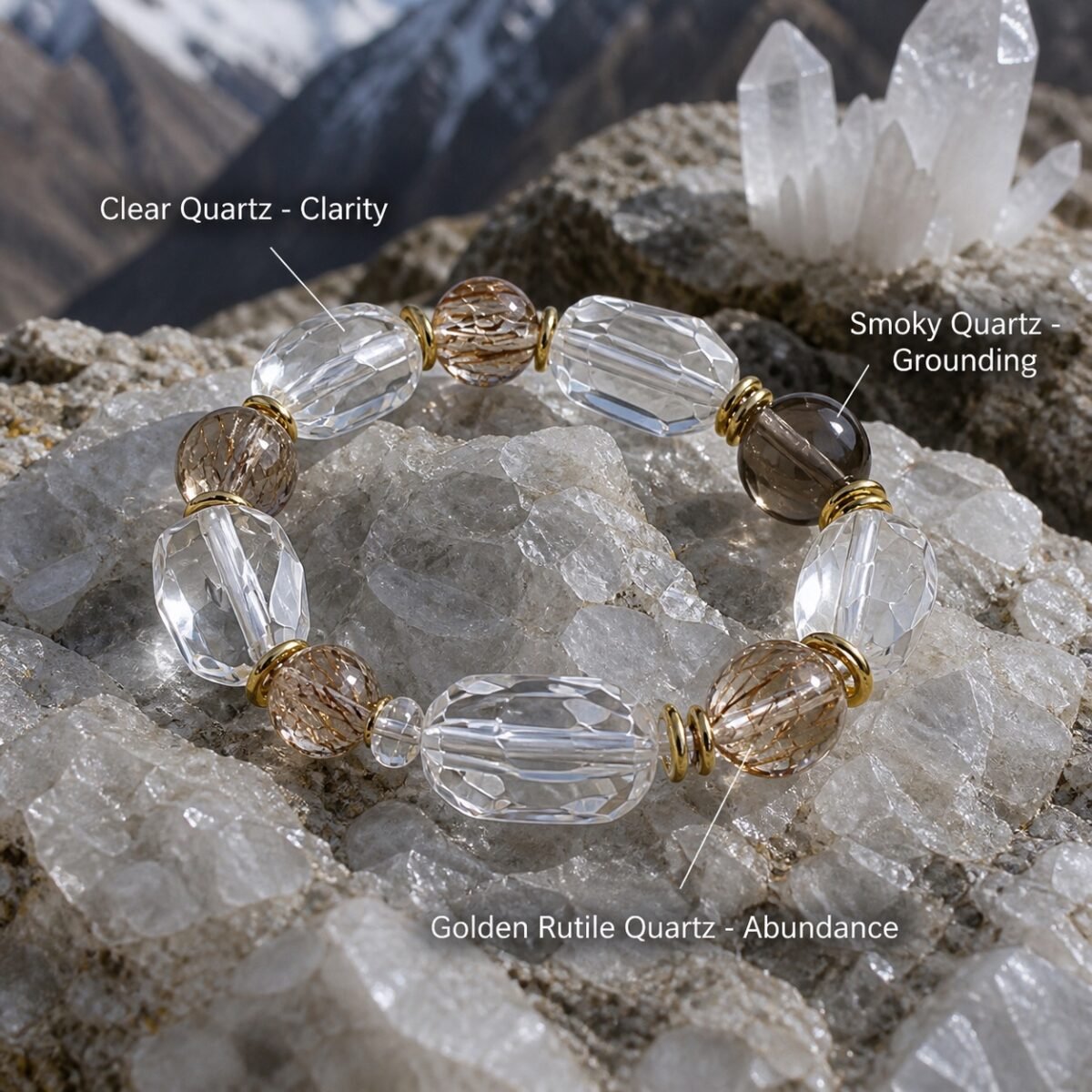 Smoky Quartz & Golden Rutile Clarity Bracelet