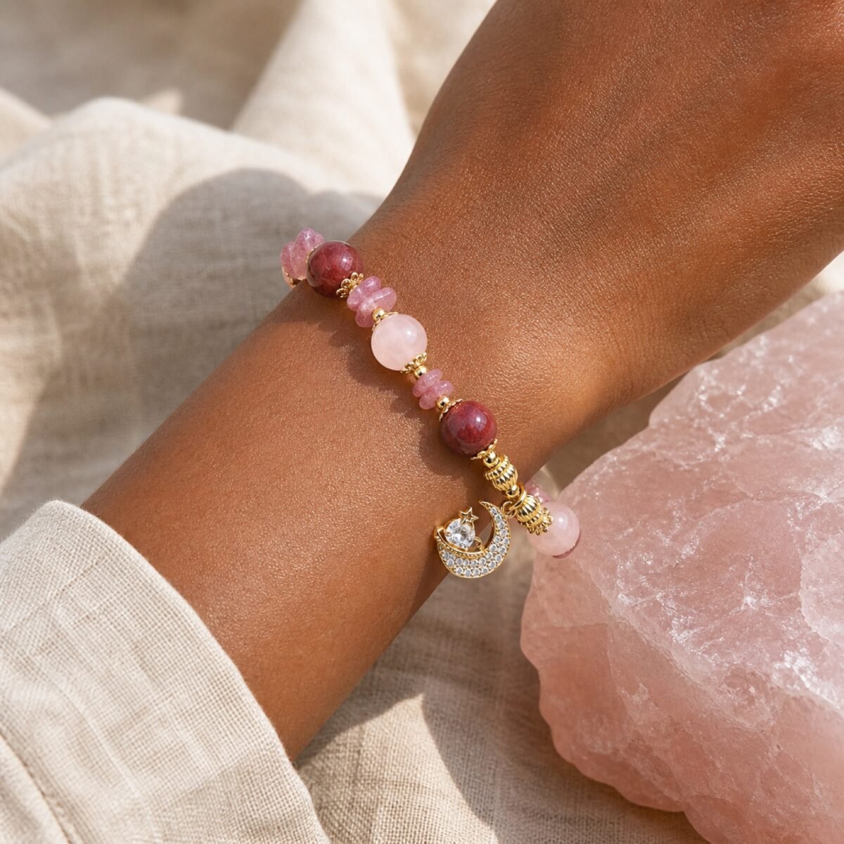 Strawberry Quartz Love Moon Princess Bracelet