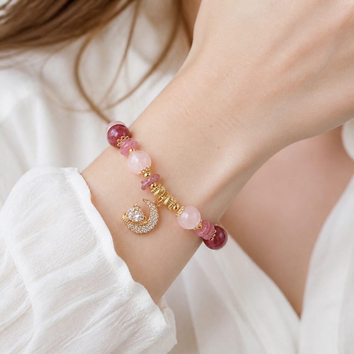 Strawberry Quartz Love Moon Princess Bracelet