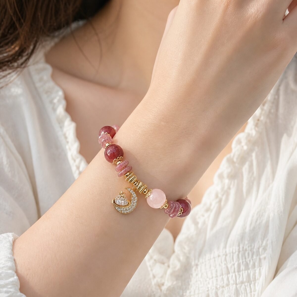 Strawberry Quartz Love Moon Princess Bracelet