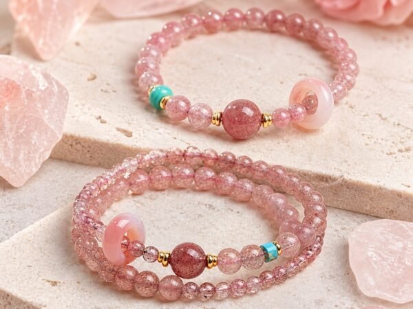 Strawberry Quartz Peach Blossom Love Bracelet