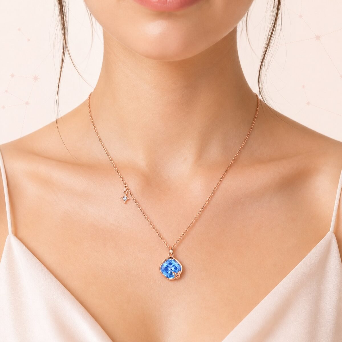 Taurus Rose Gold Crystal Zodiac Necklace