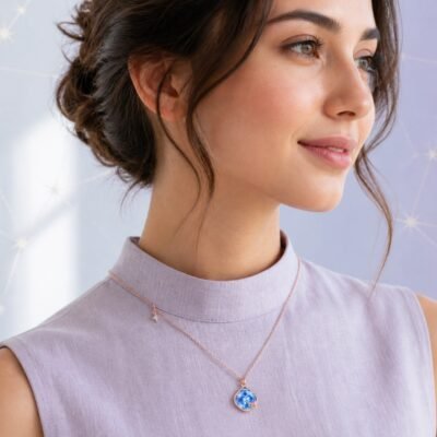 Taurus Rose Gold Crystal Zodiac Necklace