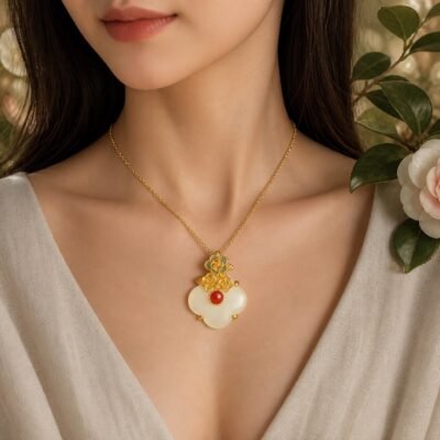 Taurus Eastern Zodiac Guardian Flower Goddess Necklace – Camellia
