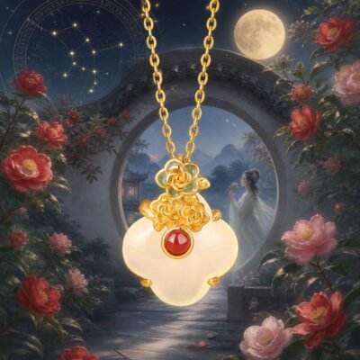 Taurus Eastern Zodiac Guardian Flower Goddess Necklace – Camellia