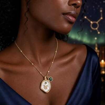 Taurus Pearlescent Zodiac Birthstone Necklace