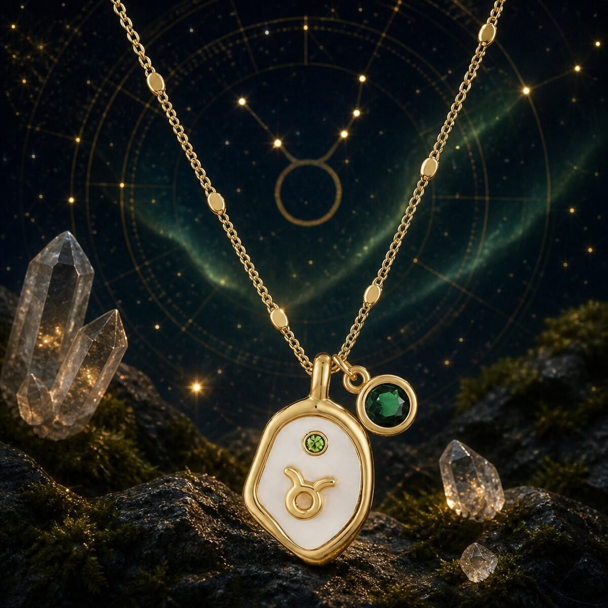 Taurus Pearlescent Zodiac Birthstone Necklace