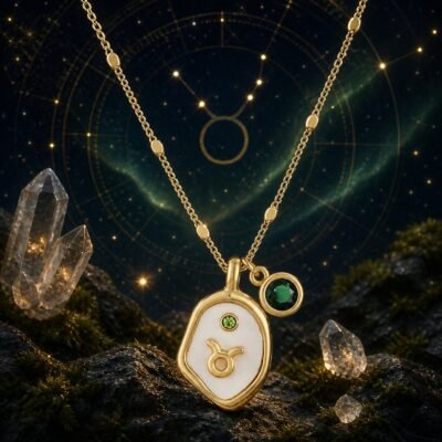 Taurus Pearlescent Zodiac Birthstone Necklace