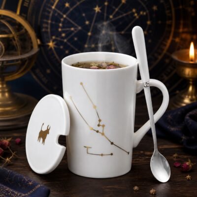 Taurus Zodiac Constellation Ceramic Mug & Spoon Set