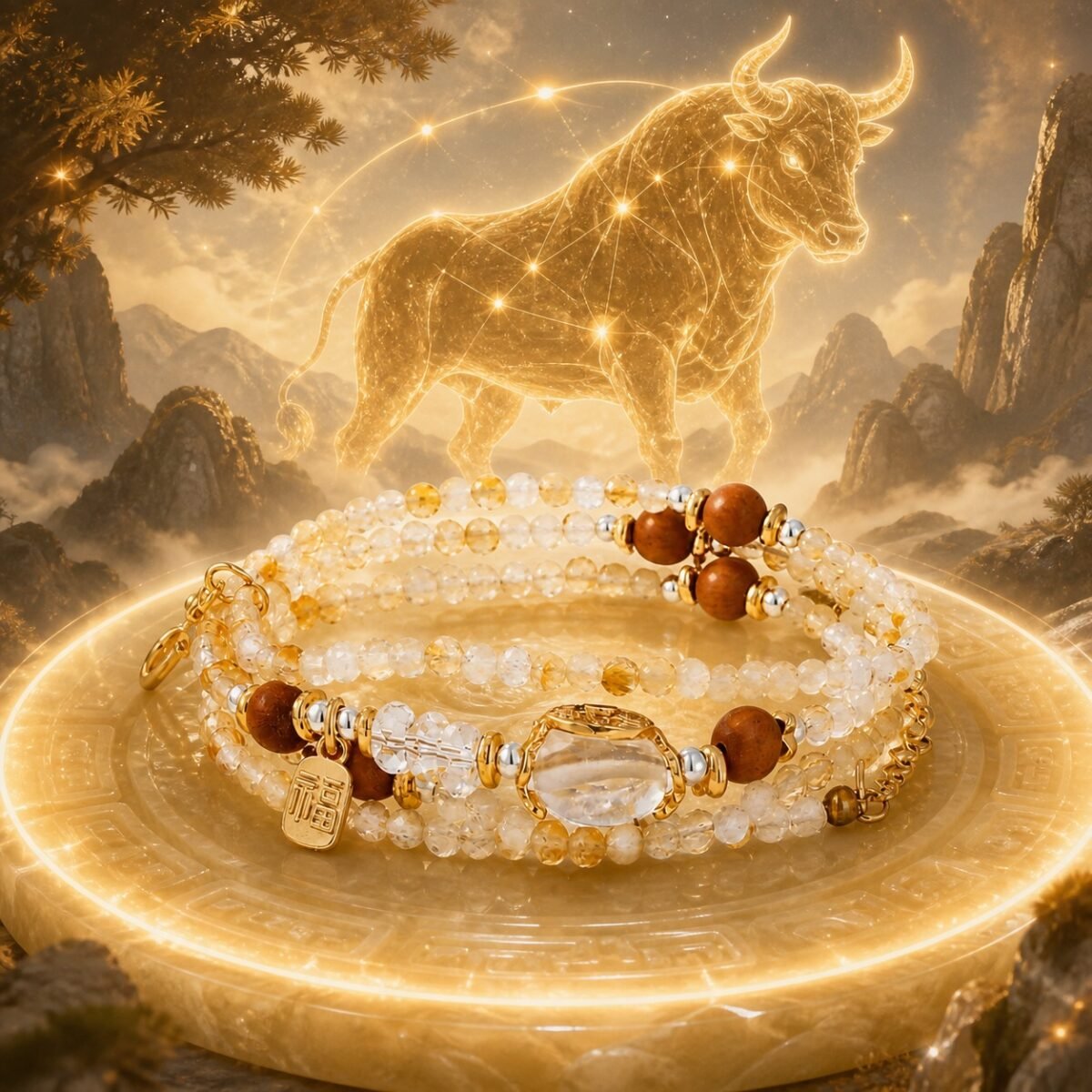 Taurus Elemental Zodiac Crystal Wrap Bracelet