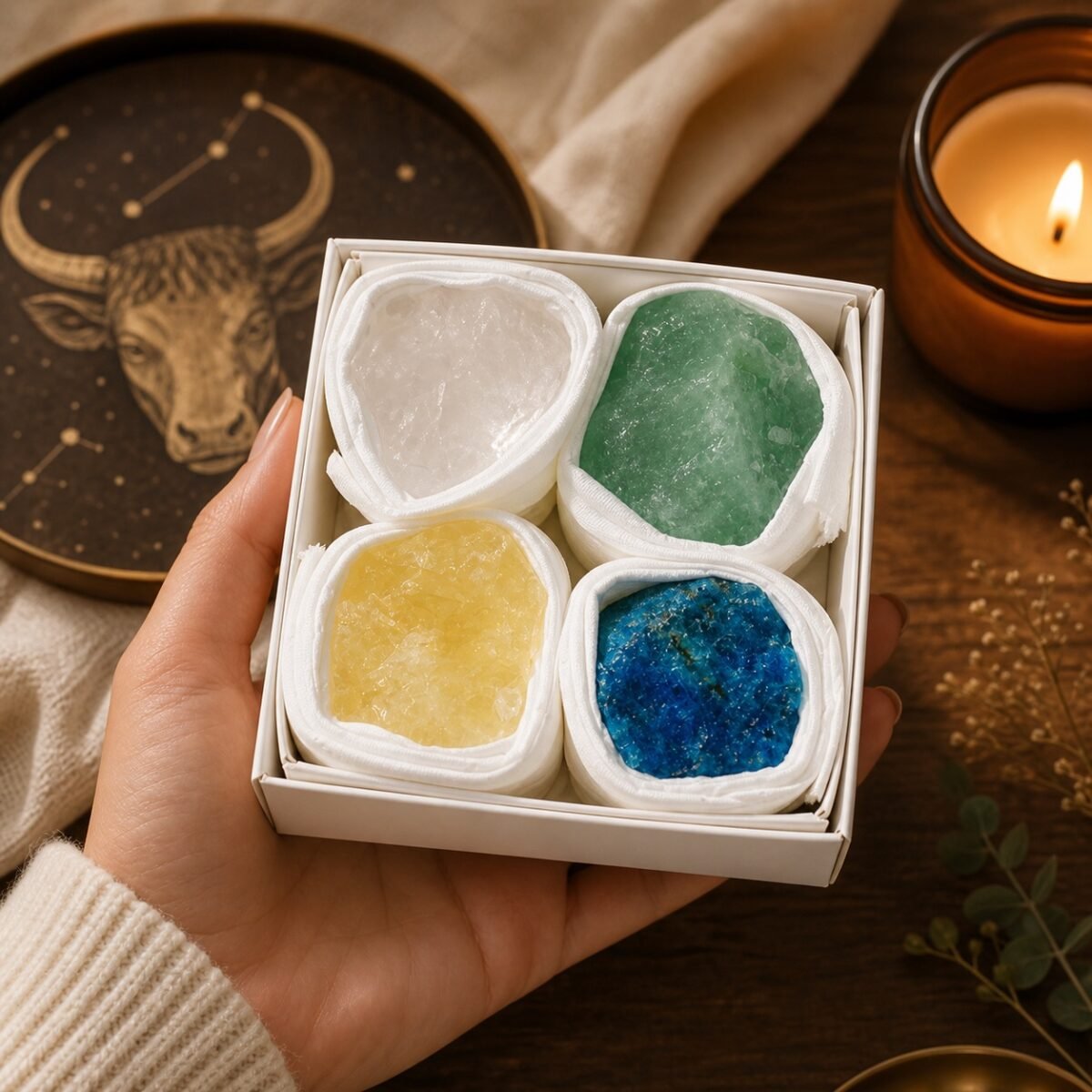 Taurus Four Raw Crystal Gift Set