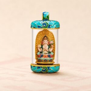 Tibetan Artisan Hand-Painted Thangka Pendant Necklace - Four-Armed Avalokiteshvara