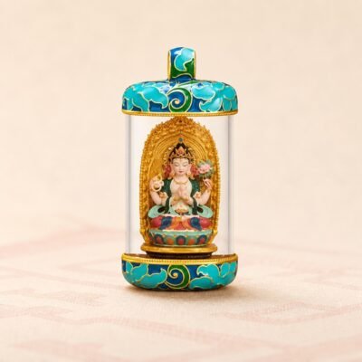 Tibetan Artisan Hand-Painted Thangka Pendant Necklace