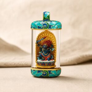 Tibetan Artisan Hand-Painted Thangka Pendant Necklace - Fudo Myoo — Immovable Wisdom King