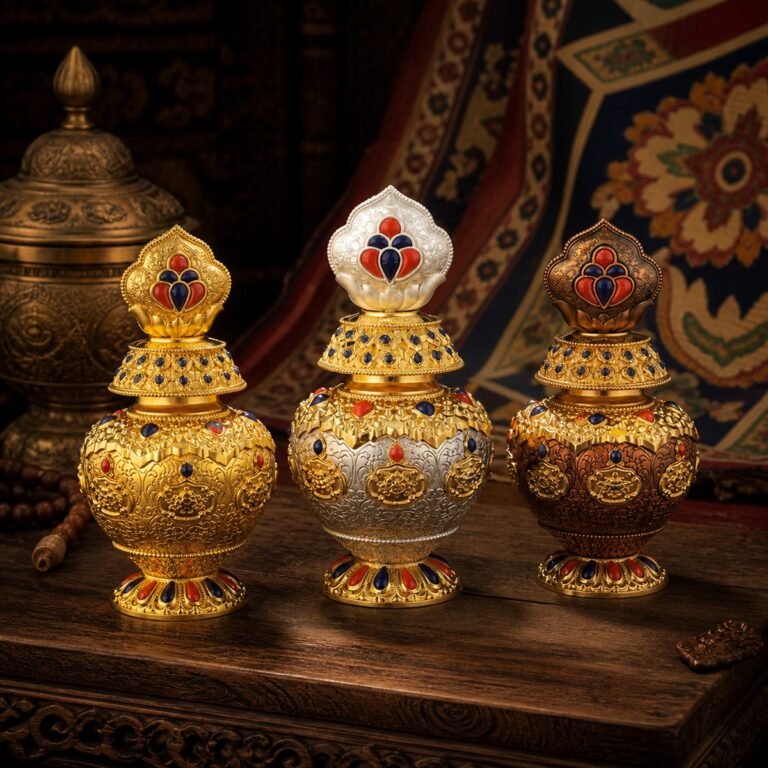 tibetan auspicious treasure vase 09 three finish display