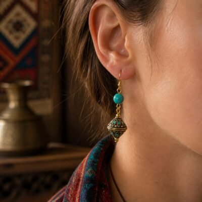 Tibetan Bell Cone Drop Earrings