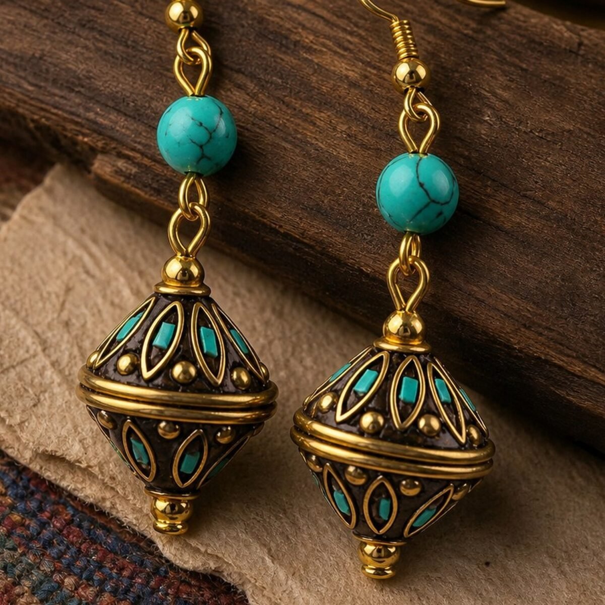 Tibetan Bell Cone Drop Earrings