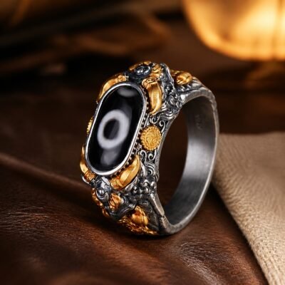 Tibetan Dzi Eye Guardian Ring