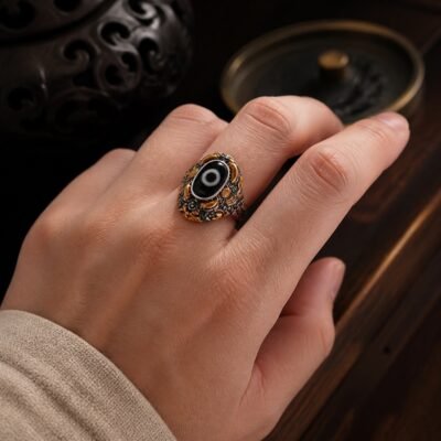 Tibetan Dzi Eye Guardian Ring