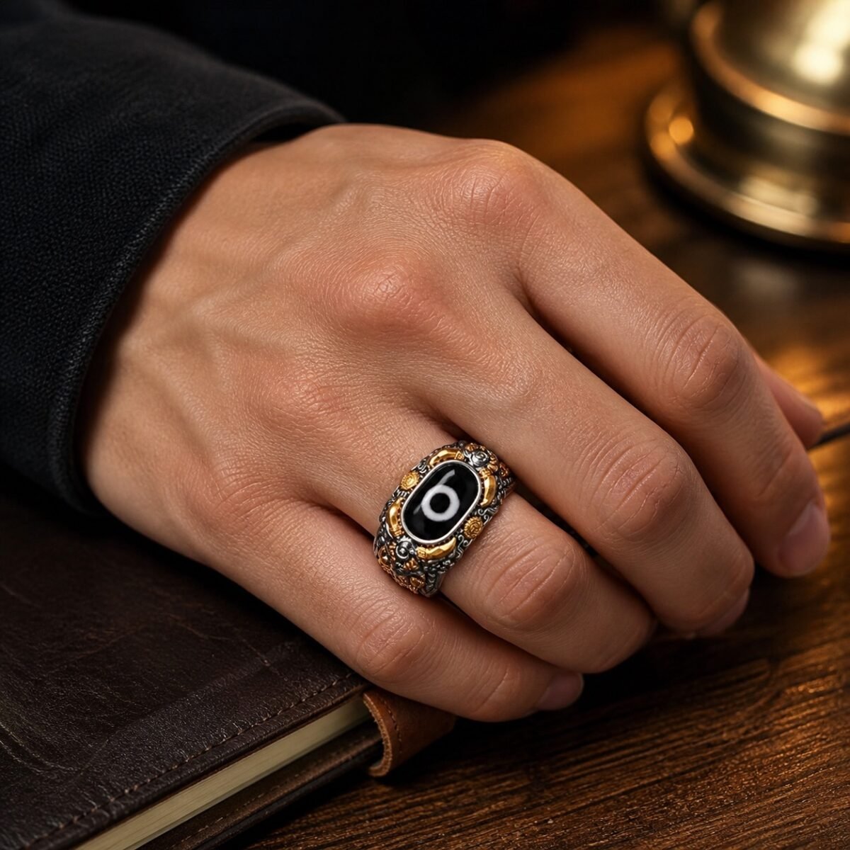 Tibetan Dzi Eye Guardian Ring