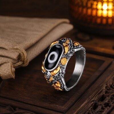 Tibetan Dzi Eye Guardian Ring