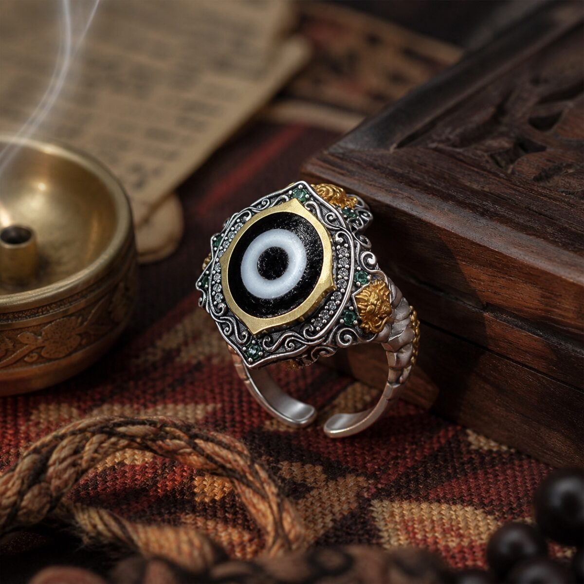 Tibetan Dzi Eye Protection Ring