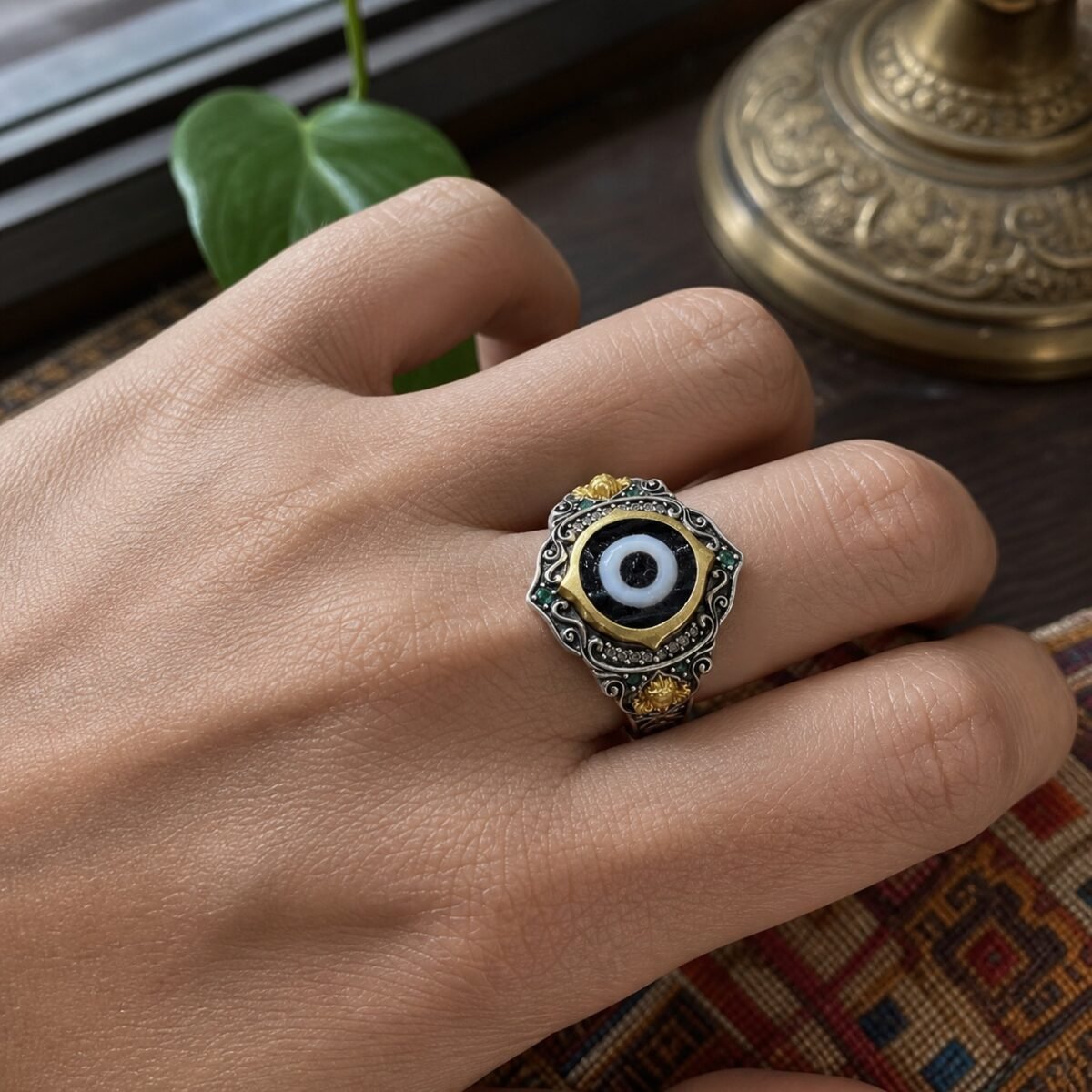 Tibetan Dzi Eye Protection Ring