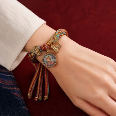 tibetan-eastern-zodiac-guardian-cord-bracelet-04-worn-asian Tibetan Eastern Zodiac Guardian Cord Bracelet