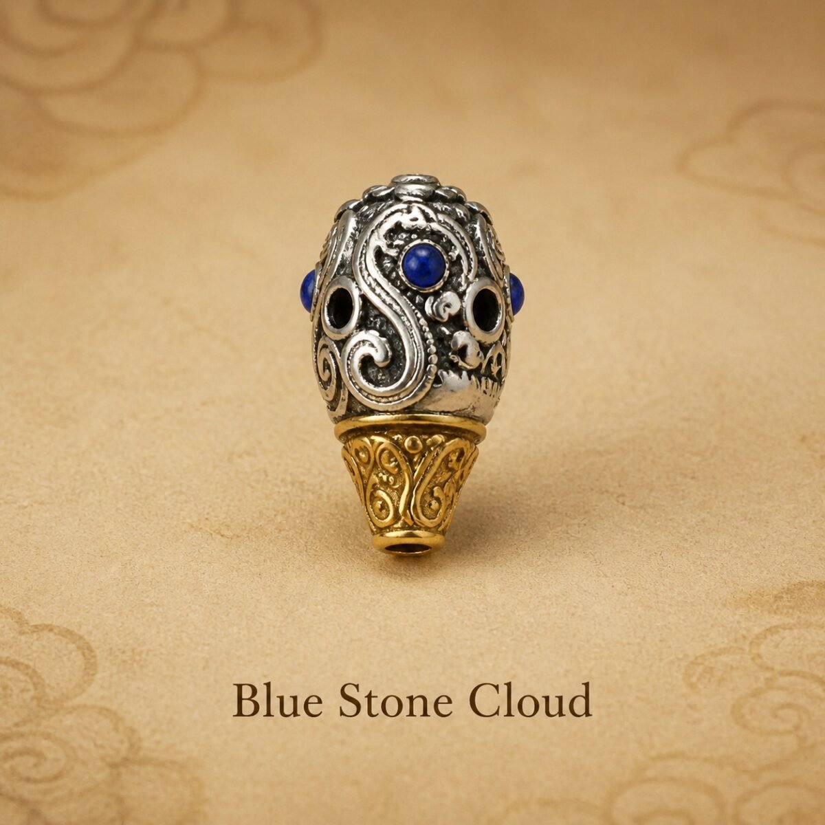 tibetan-inspired-metal-mala-spacer-charms-blue-stone-cloud Tibetan Metal Mala Spacer Charms