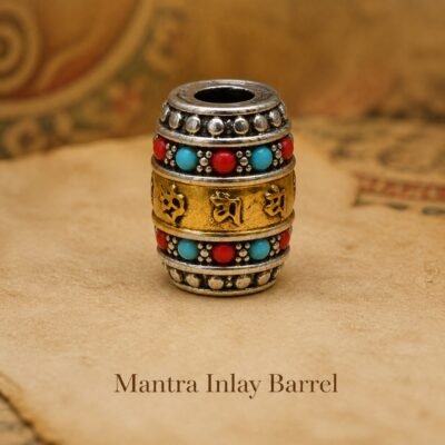 tibetan-inspired-metal-mala-spacer-charms-mantra-inlay-barrel Tibetan Metal Mala Spacer Charms