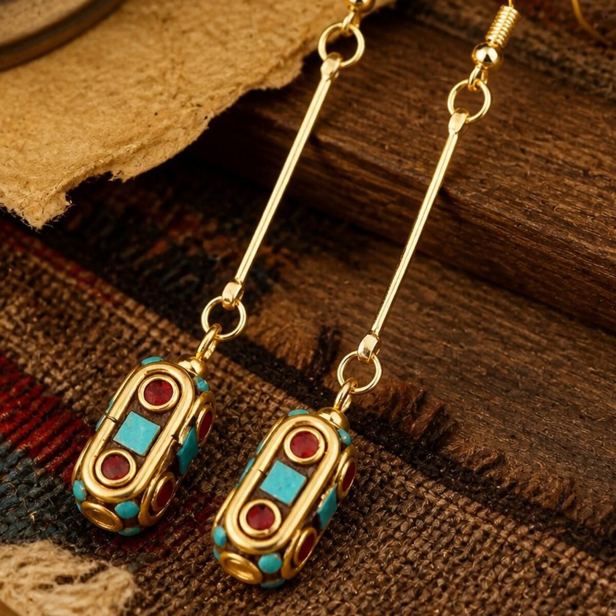 tibetan-long-bar-barrel-drop-earrings-03-detail Tibetan Long Bar Barrel Drop Earrings