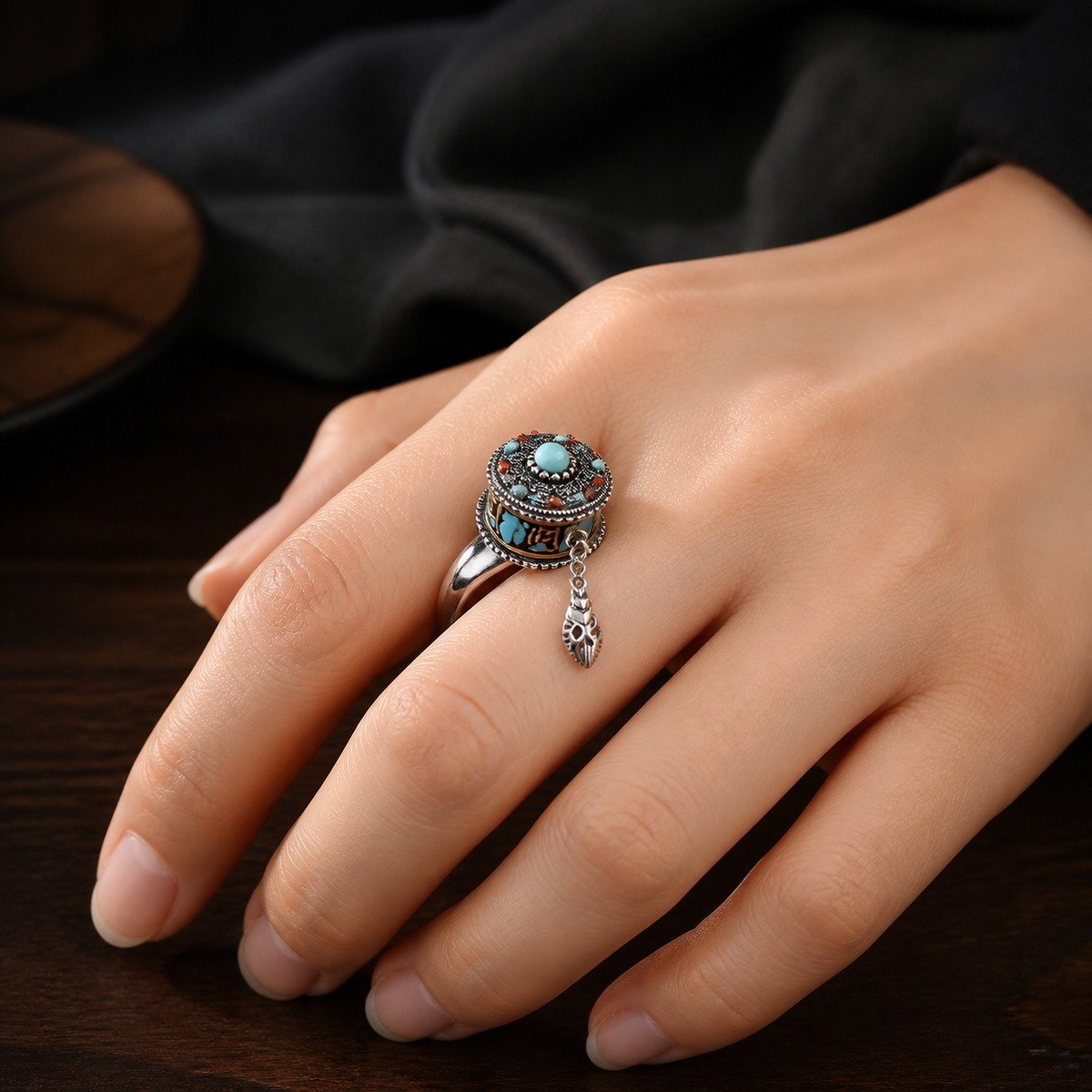 Tibetan Prayer Wheel Ring