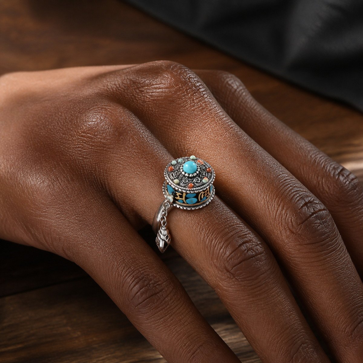 Tibetan Prayer Wheel Ring