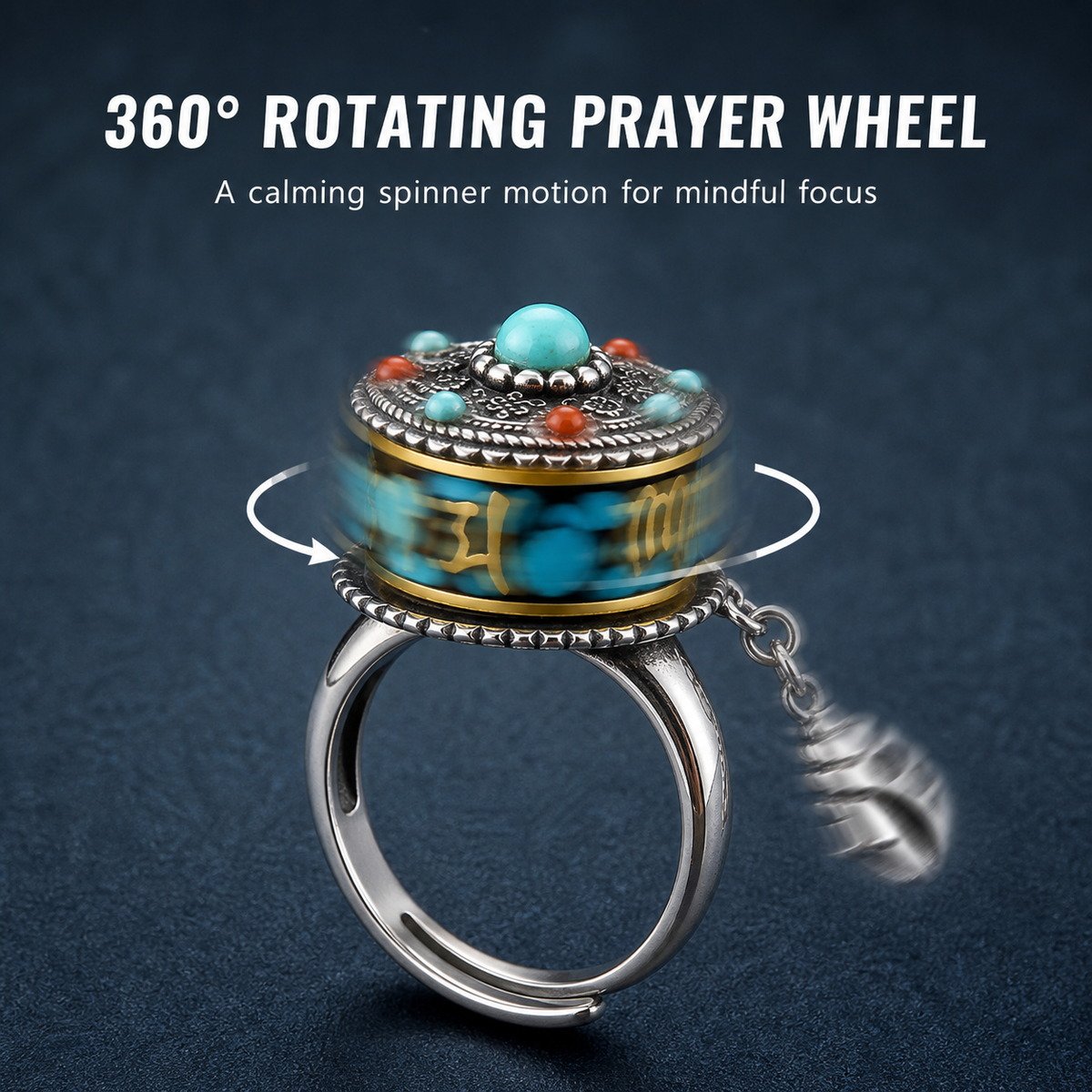 Tibetan Prayer Wheel Ring