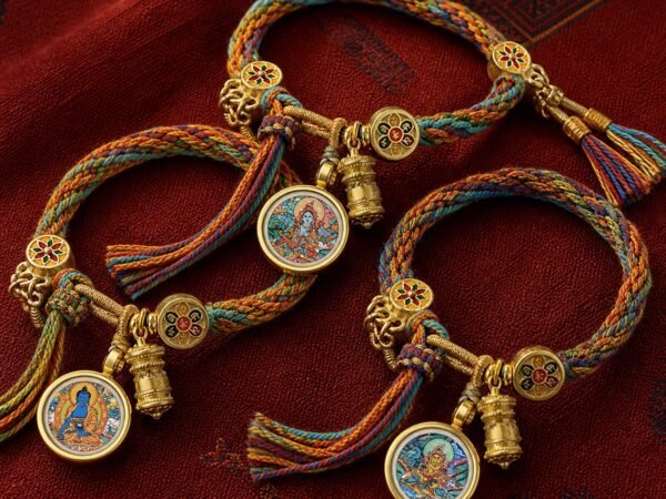 Tibetan Sacred Deity Charm Cord Bracelet